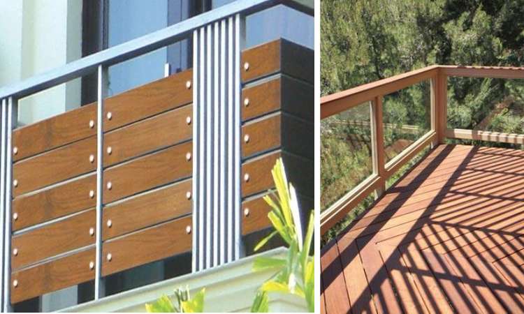 Glass wooden modern balcony